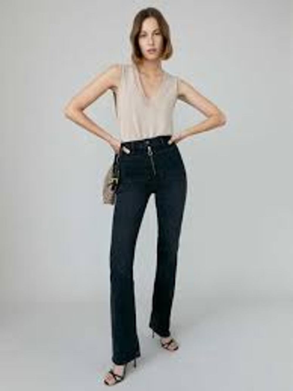 Reformation Black Peyton Zip Ultra High Rise Bootcut Jeans 25 EUC